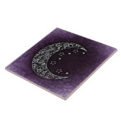 Golden Floral Crescent Moon and Stars on Lila Fliese (Seite)