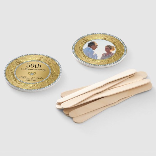 Golden Floral Damask Jubiläum Fächer (Non-assembled)