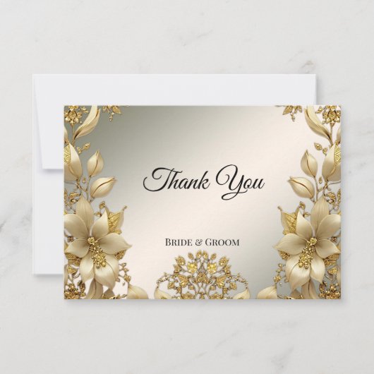Golden Floral Dankeschön Karte (Vorderseite)