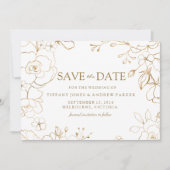 Golden Floral Einfaches Elegantes Hochzeitsslima Save The Date (Vorderseite)