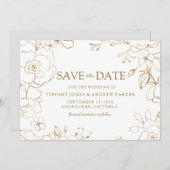 Golden Floral Einfaches Elegantes Hochzeitsslima Save The Date (Vorne/Hinten)