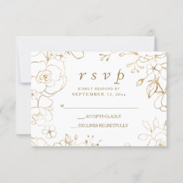 Golden Floral Einfaches Elegantes Hochzeitsslima U RSVP Karte
