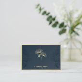 Golden Floral Elegante Blume Luxury Monogram Visitenkarte (Stehend Vorderseite)