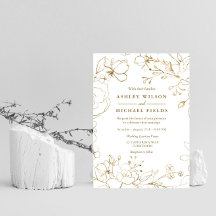 Golden Floral Elegantes Weiß Moderne Hochzeit