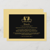 Golden Floral Emblem Hochzeitsdetails Begleitkarte (Vorne/Hinten)
