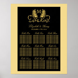 Golden Floral Emblem Hochzeitssattel Poster