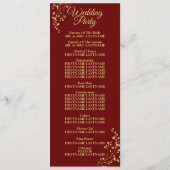 Golden Floral Geometric Wreath Red Wedding Programm (Rückseite)