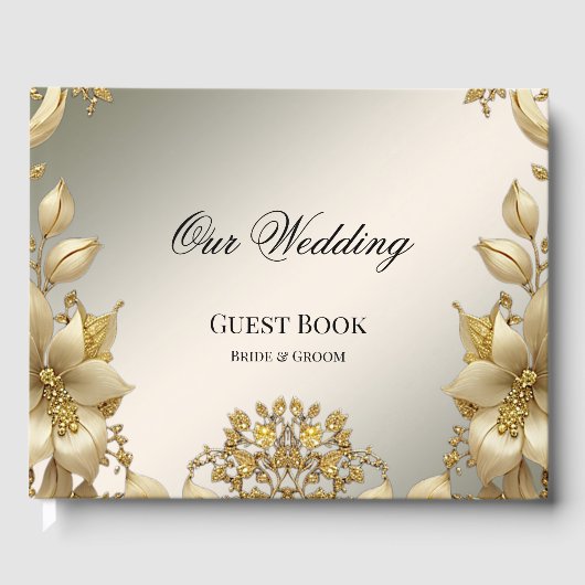 Golden Floral Guest Book Gästebuch (Vorderseite)
