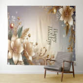 Golden Floral Holiday Backdrop Wandteppich (Beispiel (Horizontal))