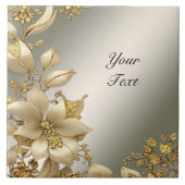 Golden Floral Keramik Tile Fliese (Vorderseite)