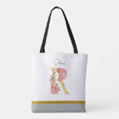 Golden Floral Letter R Tasche (Rückseite)