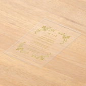 Golden Floral Minimalistischer Hochzeitsempfang Acryleinladungen (Ablage )