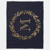 Golden Floral Monogram Fleecedecke (Vorderseite)