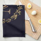 Golden Floral Monogram Geschirrtuch (Viertel Falte)