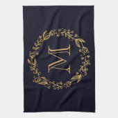 Golden Floral Monogram Geschirrtuch (Vertikal)