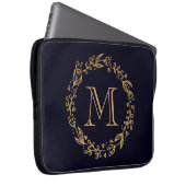 Golden Floral Monogram Laptopschutzhülle (Vorne Rechts)