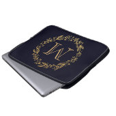 Golden Floral Monogram Laptopschutzhülle (Vorne Knopf)