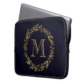 Golden Floral Monogram Laptopschutzhülle (Vorderseite Links)