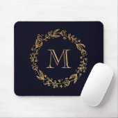 Golden Floral Monogram Mousepad (Mit Mouse)