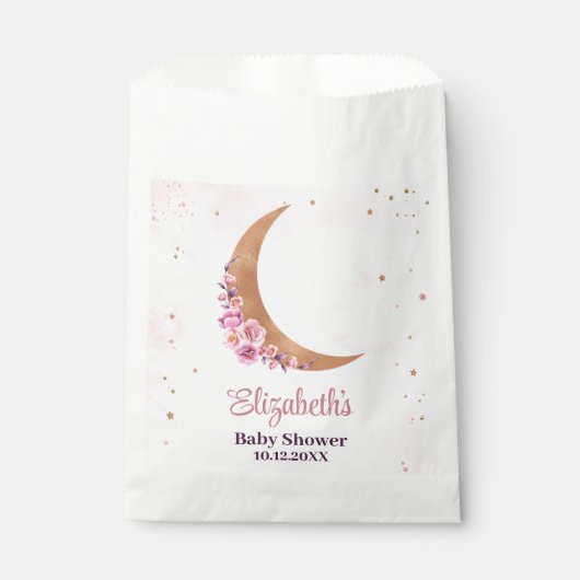 Golden Floral Moon Babydusche Geschenktütchen (Vorderseite)
