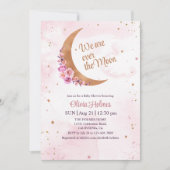 Golden Floral Moon Kinderdusche Einladung (Vorderseite)