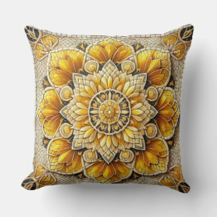 Golden Floral Mosaik: Luxuriöse Dekorative Kunst Kissen