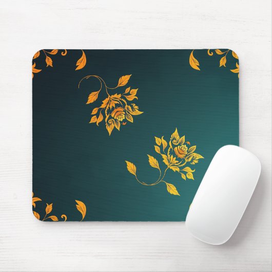 Golden Floral Mouse Pad Mousepad (Mit Mouse)