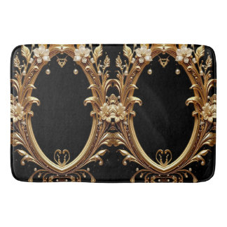 Golden Floral Ornate Bath Mat Badematte