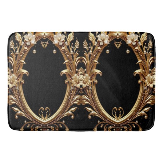 Golden Floral Ornate Bath Mat Badematte (Vorderseite)