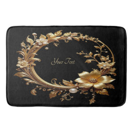 Golden Floral Ornate Frame Bath Mat Badematte
