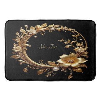 Golden Floral Ornate Frame Bath Mat Badematte