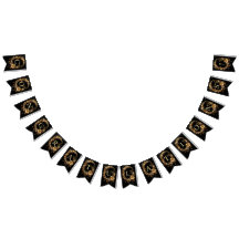 Golden Floral Ornate Frame Bunting Flag