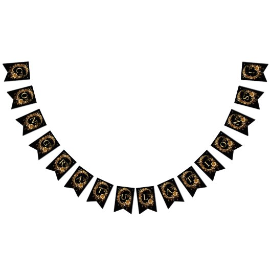 Golden Floral Ornate Frame Bunting Flag Wimpelkette (Alle)