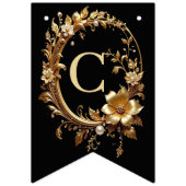 Golden Floral Ornate Frame Bunting Flag Wimpelkette (Erste Fahne)