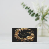 Golden Floral Ornate Frame Business Card Visitenkarte (Stehend Vorderseite)