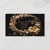Golden Floral Ornate Frame Business Card Visitenkarte (Rückseite)