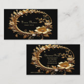 Golden Floral Ornate Frame Business Card Visitenkarte (Vorne/Hinten)