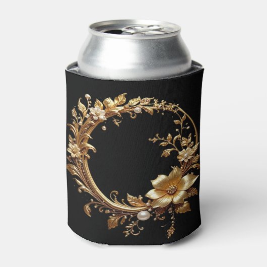 Golden Floral Ornate Frame Can Cooler Dosenkühler (Kanne Vorderseite)