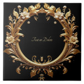 Golden Floral Ornate Frame Ceramic Tile Fliese (Vorderseite)