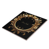 Golden Floral Ornate Frame Ceramic Tile Fliese (Seite)