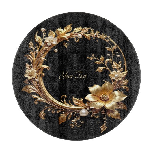 Golden Floral Ornate Frame Cutting Board Schneidebrett (Vorderseite)
