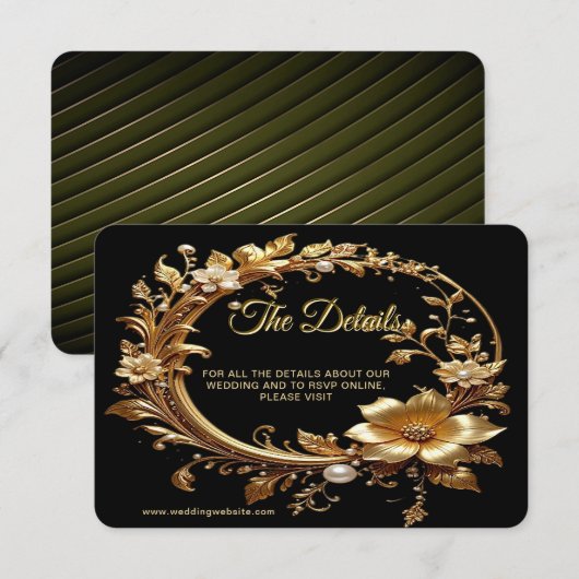 Golden Floral Ornate Frame Detail Begleitkarte (Vorne/Hinten)