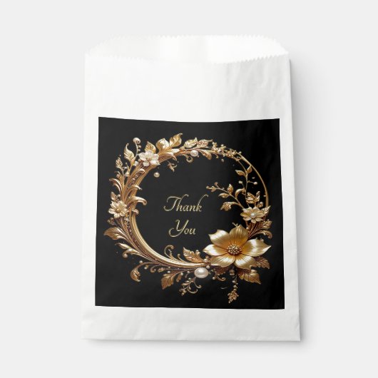 Golden Floral Ornate Frame Favor Bag Geschenktütchen (Vorderseite)