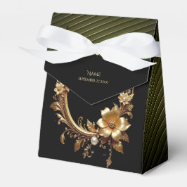Golden Floral Ornate Frame Favor Box Geschenkschachtel