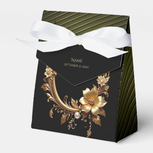 Golden Floral Ornate Frame Favor Box Geschenkschachtel (Vorderseite)