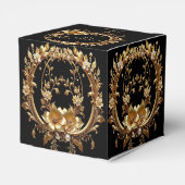 Golden Floral Ornate Frame Favor Box Geschenkschachtel (Rückseite)