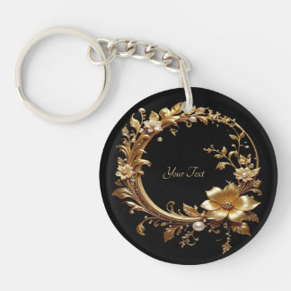 Golden Floral Ornate Frame Keychain Schlüsselanhänger