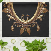 Golden Floral Ornate Frame Kitchen Towel Geschirrtuch (Gefaltet)