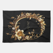 Golden Floral Ornate Frame Kitchen Towel Geschirrtuch (Horizontal)