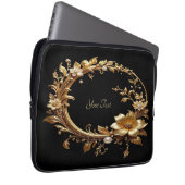 Golden Floral Ornate Frame Laptop Sleeve (Vorne Rechts)